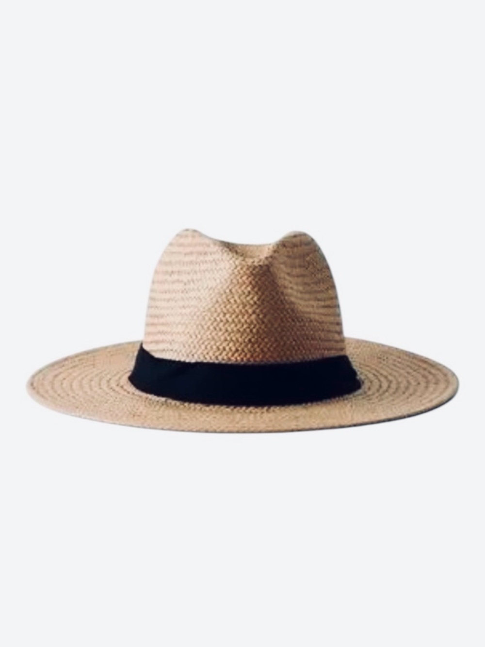 NWT Aritzia Auxiliary Classic Paper Straw Fedora Hat Basalt Grey Black S/M Beach